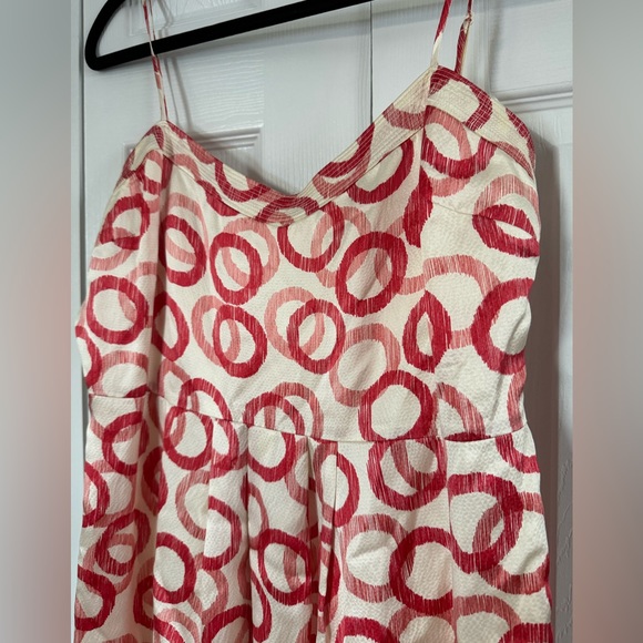 Juicy Couture size 12 Silk cream and red circle print spaghetti strap mini dress - Picture 3 of 8